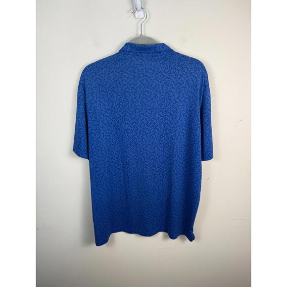 Peter Millar Crown Sport Coral Jacquard Knit Golf Polo Shirt Blue Medium - Picture 4 of 8